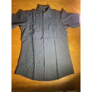 FIRST CLASS 100% Polyester Black Short Sleeve Uniform Shirt Size S 14-14 1/2